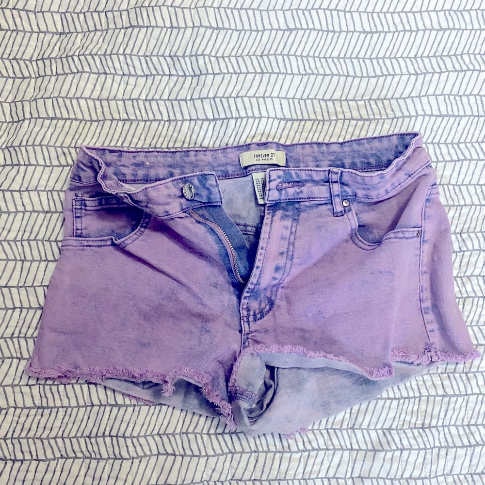 Purple jean shorts